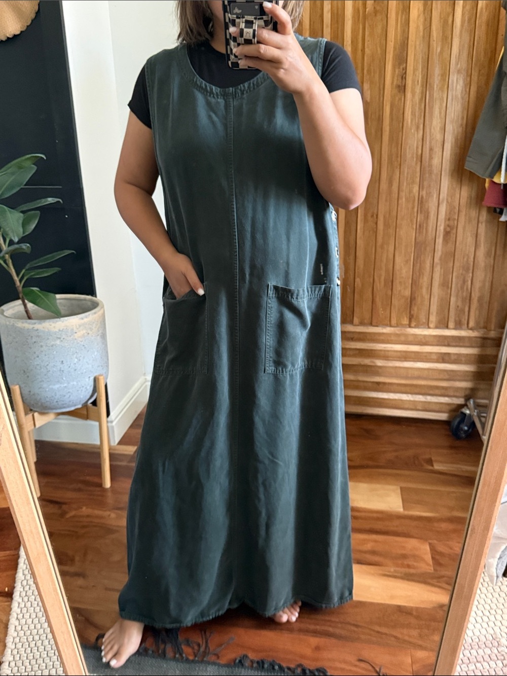 Vintage Amy K Su Sleeveless Overall Long Midi 100% Lyocell Dress. XL